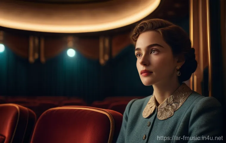 데이빗 보위의 Life on Mars 곡 해석과 영향 - A young woman, elegantly dressed in a modest, vintage-style outfit, sits thoughtfully in a dimly lit...